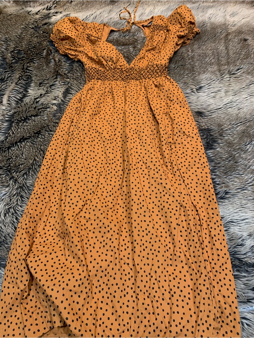Urban outfitters Orange Polka Dot Midi Dress Size S/P